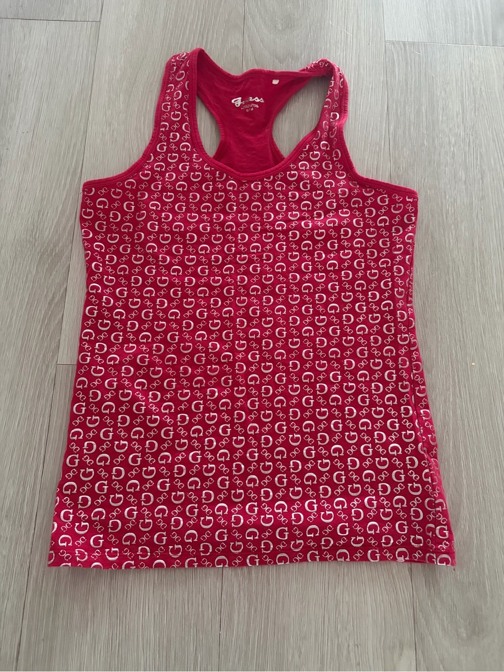 Guess Red Logo-Print Racerback Tank - Picture 3 of 4